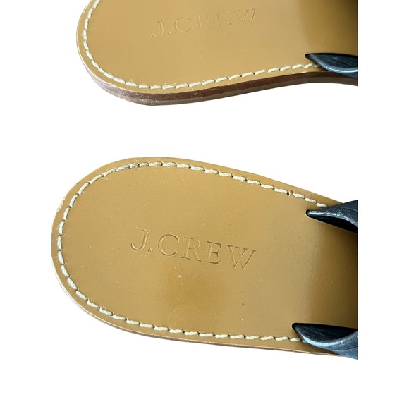 J. CREW 10.5 Leather Mules Open Toe Block Heel Navy BLue‎ Slides Sandals Heels - Picture 8 of 11